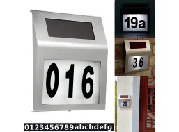 LED solární lampa s číslem domu - stříbrná