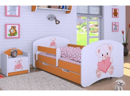 Dětská postel se šuplíkem 160x80cm MEDVÍDEK SE SRDÍČKEM