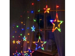 Vánoční svítící řetěz - hvězdy - 92 LED RGB - 250x110 cm s dálkovým ovládáním