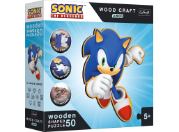 TREFL Wood Craft Junior puzzle Chytrý Ježek Sonic 50 dílků