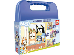 EDUCA Puzzle v kufříku Bluey 4v1 (12,16,20,25 dílků)
