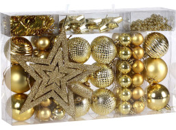Vánoční závěsné baňky na stromeček ESTRELLA 66 kusů - zlaté