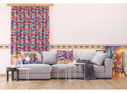 Designový závěs - Barevné trojúhelníky - 140x245 cm