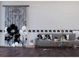Designový závěs - Černobílé květiny - 140x245 cm