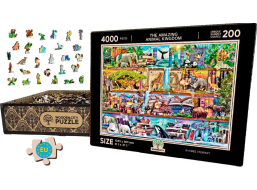 WOODEN CITY Dřevěné puzzle Úžasné království zvířat 2v1, 4000 dílků