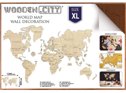 WOODEN CITY Dřevěná mapa světa velikost XL (120x80 cm) hnědá