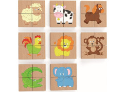 VIGA Dřevěné magnetické puzzle Zvířátka 32 dílků