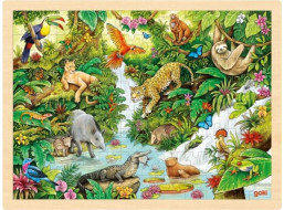GOKI Dřevěné puzzle Džungle 96 dílků