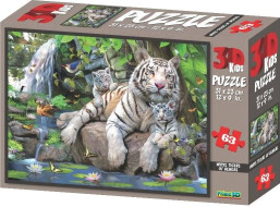 PRIME 3D Puzzle Bílí tygři bengálští 3D 63 dílků