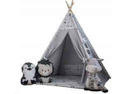 Dětský stan TEEPEE (TÝPÍ) ANIMALS s doplňky - MADAGASKAR - šedý