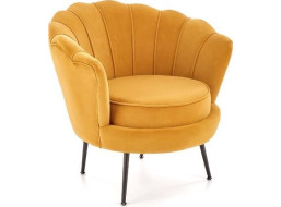 Křeslo AMORTO - čalouněné - hořčicové/černé