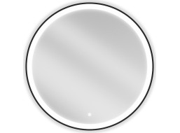 Kulaté zrcadlo MEXEN ESSO 80 cm s černým okrajem - s LED podsvícením a vyhříváním, 9825-080-080-611-70