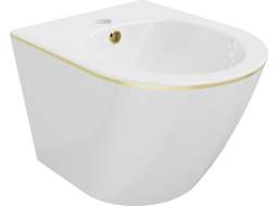 Závěsný bidet MEXEN LENA 48 cm - bílý se zlatým okrajem, 35224805