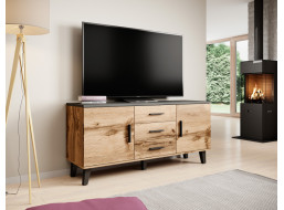 Komoda LEILA 2D3S - 150x69x45 cm - dub wotan/černý
