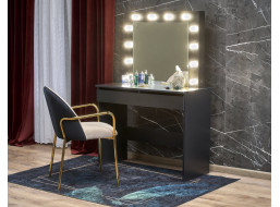 Toaletní stolek SUPERSTAR s LED osvětlením - černý