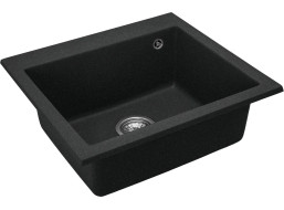 Kuchyňský granitový dřez REA WEST XL - 60 x 50 cm - metalický černý