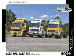 RETRO-AUTA Puzzle TRUCK č.46 LIAZ 100, LIAZ 110 tahače návěsů 40 dílků
