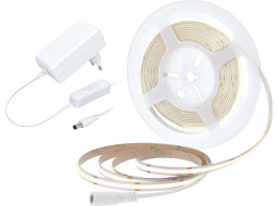 LED COB pásek, sada s adaptérem, vypínač, 5m, 8W/m, 800lm/m, neutrální bílá
