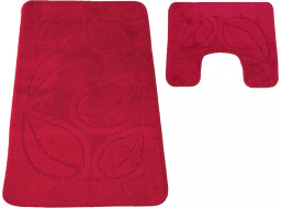 Sada koupelnových předložek s výřezem TÁŇA - flora - tmavě růžová