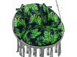 Voděodolný oboustranný polštář do závěsného křesla LUNA UP - Monstera + černá