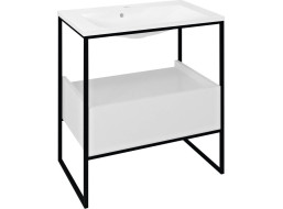 Sapho SKA konzole pod umyvadlo se zásuvkou 750x850x460mm, černá mat/bílá lesk SKA602