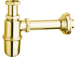 Sapho RETRO umyvadlový sifon 5/4", odpad 32 mm, zlato 9595