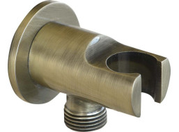 Sapho Držák sprchy kulatý, pevný, s vyústěním, bronz 981M6