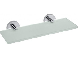 Sapho X-ROUND E skleněná polička 300x130mm, mléčné sklo, chrom XR601