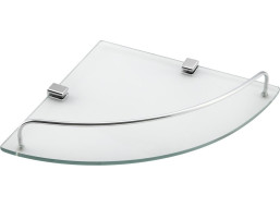 Aqualine RUMBA skleněná rohová police 250x42x250mm, čiré sklo RB115