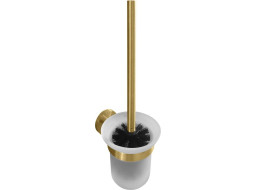 Sapho X-ROUND GOLD WC štětka závěsná, mléčné sklo, zlato mat XR303GB