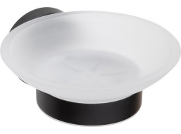 Sapho X-ROUND BLACK mýdlenka, mléčné sklo, černá mat XR803B