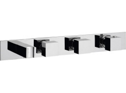 Sapho Podomítková termostatická baterie s držákem ruční sprchy, 2 výstupy, hranatá, chrom MB453