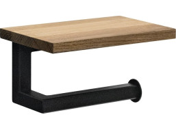 Sapho SKA držák toaletního papíru s poličkou 15x8x10cm, černá mat/dub SKA421