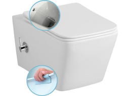 Sapho PORTO CLEANWASH závěsná WC mísa Rimless, integrovaná baterie a bidet. sprška, 36x5cm, bílá PZ102RX