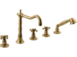 Sapho ANTEA pětiprvková baterie na okraj vany s retro hubicí, bronz 3886