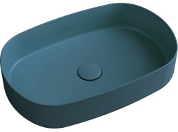 Isvea INFINITY OVAL keramické umyvadlo na desku, 55x36cm, zelená petrol 10NF65055-2P