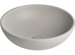 Sapho TURF betonové umyvadlo na desku, včetně výpusti, Ø 44cm, bílý pískovec AR437