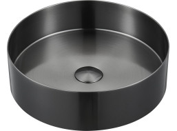 Sapho AURUM nerezové umyvadlo na desku, průměr 38 cm, včetně výpusti, antracit AU101