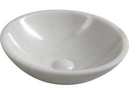 Sapho BLOK kamenné umyvadlo na desku Ø 40 cm, leštěný bílý mramor 2401-34