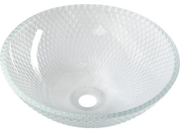 Sapho PUKETA skleněné gravírované umyvadlo na desku Ø 42 cm, čirá TY165