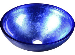 Sapho MURANO BLU skleněné umyvadlo na desku, průměr 40cm, modrá AL5318-65