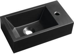 Sapho AMAROK umývátko, litý mramor, 40x22cm, baterie vpravo, černá mat AR500B