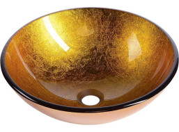 Sapho AGO skleněné umyvadlo na desku Ø 42 cm, zlatě oranžová 2501-19