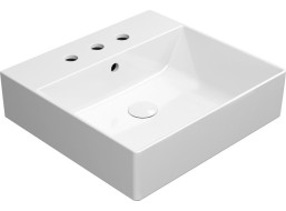 GSI KUBE X keramické umyvadlo 50x47cm, broušená spodní hrana, 3 otvory, bílá ExtraGlaze 94309311