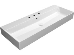 GSI KUBE X keramické umyvadlo 120x47cm, broušená spodní hrana, 3 otvory, bílá ExtraGlaze 94249311