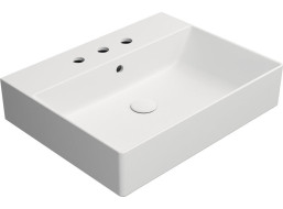 GSI KUBE X keramické umyvadlo 60x47cm, broušená spodní hrana, 3 otvory, bílá mat 94319309