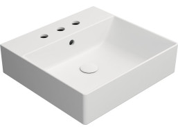 GSI KUBE X keramické umyvadlo 50x47cm, broušená spodní hrana, 3 otvory, bílá mat 94309309