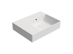 GSI KUBE X keramické umyvadlo 60x47cm, s odkládací plochou vlevo, bez otvoru, bílá mat 9439009