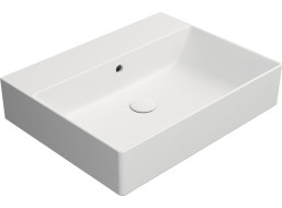 GSI KUBE X keramické umyvadlo 60x47cm, broušená spodní hrana, bez otvoru, bílá mat 94319009
