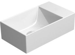 GSI KUBE X keramické umývátko 40x23cm, broušená spodní hrana, bez otvoru, pravé/levé, bílá mat 94849009